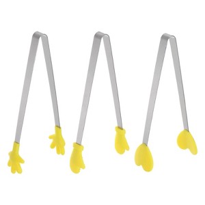 Unique Bargains Stainless Steel Silicone Tips Heart Hand Glove Shape Mini Food Tongs 3 Pcs - 1 of 4
