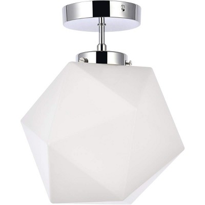 Lawrence Chrome and White Glass 1-Light Flush Mount