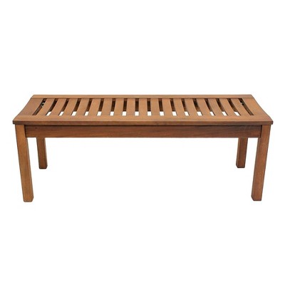 ACHLA Designs Indoor/Outdoor Natural Oil Finish Eucalyptus Backless Garden Bench: Patio Seating, Weather-Resistant