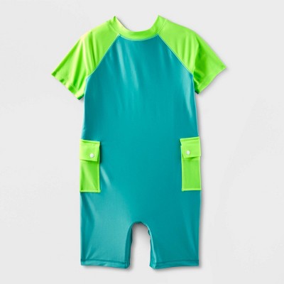 Kids' Adaptive Reversible Onepiece Rash Guard Cat & Jack™ Mint Green