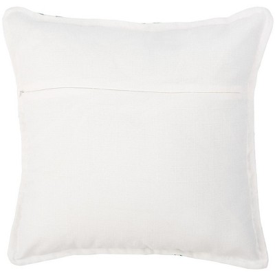 Green and White Tropical Palm Leaf Square Pillow