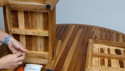 18" White Teak Wood Shower Safety Bench