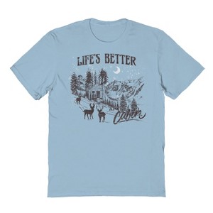 Rerun Island Men's Christmas Life'S Better At The Cabin Short Sleeve Graphic Cotton T-shirt - 1 of 1