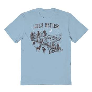 Rerun Island Men's Christmas Life'S Better At The Cabin Short Sleeve Graphic Cotton T-shirt