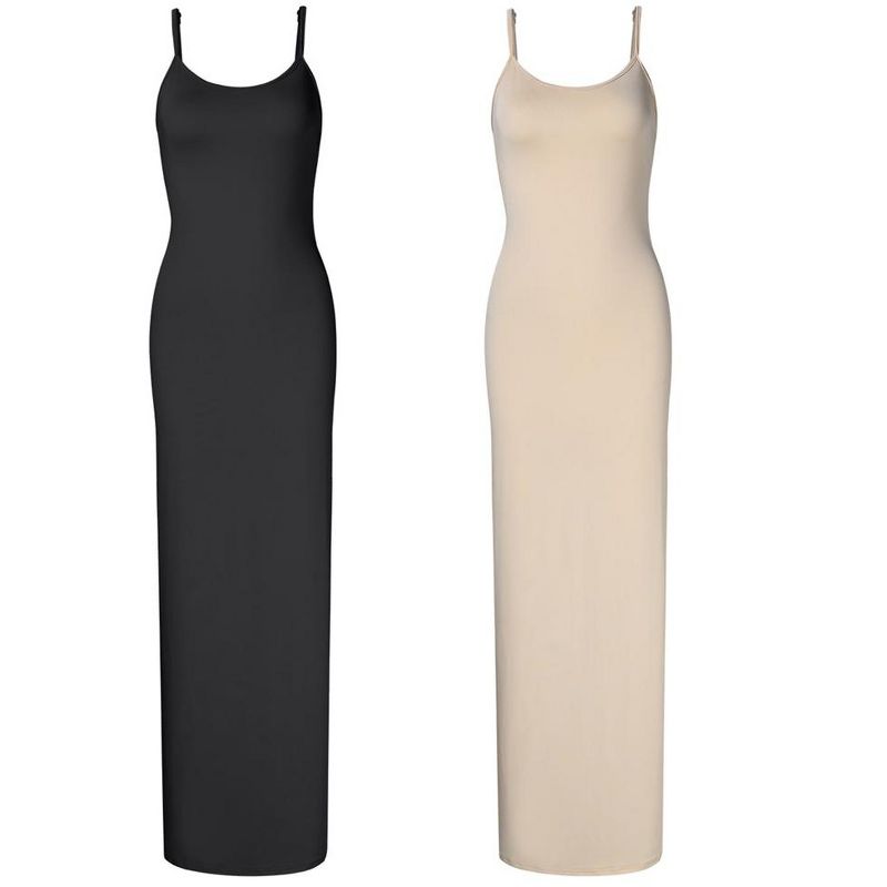 Women Full Slip Under Dresses Sleeveless Adjustable Spaghetti Strap Cami Maxi Dress Nightgowns Sleepwear, 1 of 5