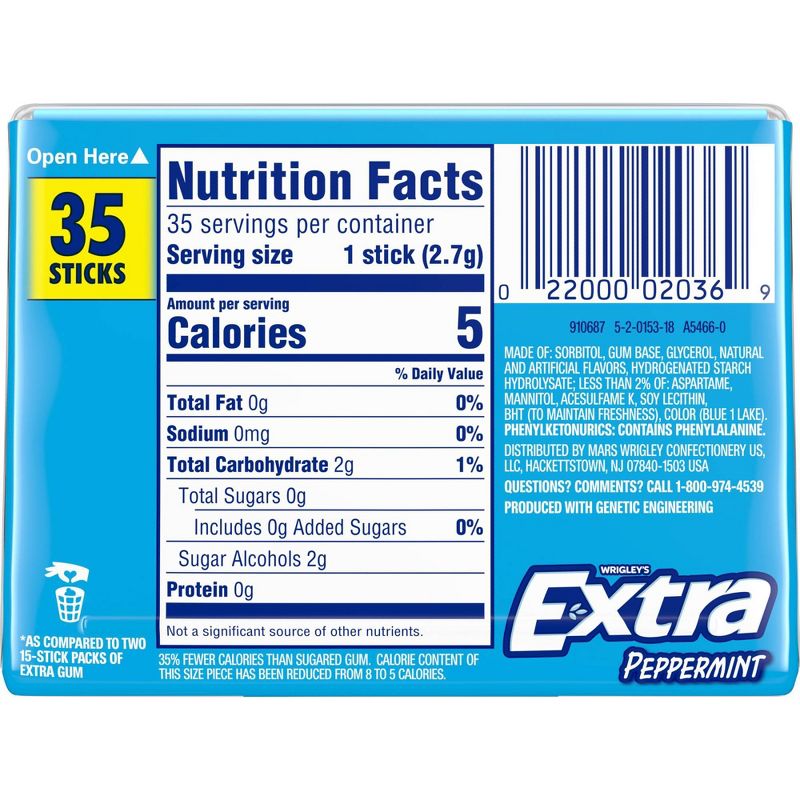 EXTRA Peppermint Sugar free Gum - 35 Stick Pack, 4 of 10