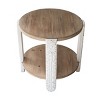 Sapphtopaz Modern Round Coffee Table with Natural Brown Finish Wooden Center Table with Carved White Legs Home Coffee Bar for Living Room - 3 of 4