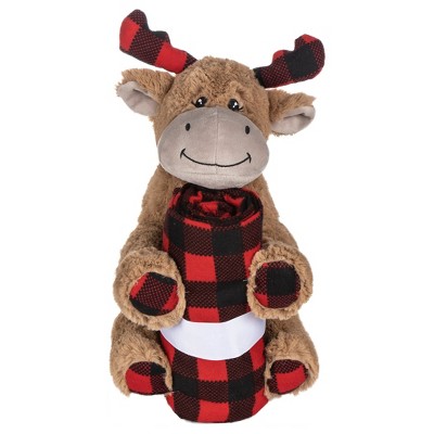 Image of Trend Lab Plush & Swaddle Gift Set - Buffalo Check Moose 2pc