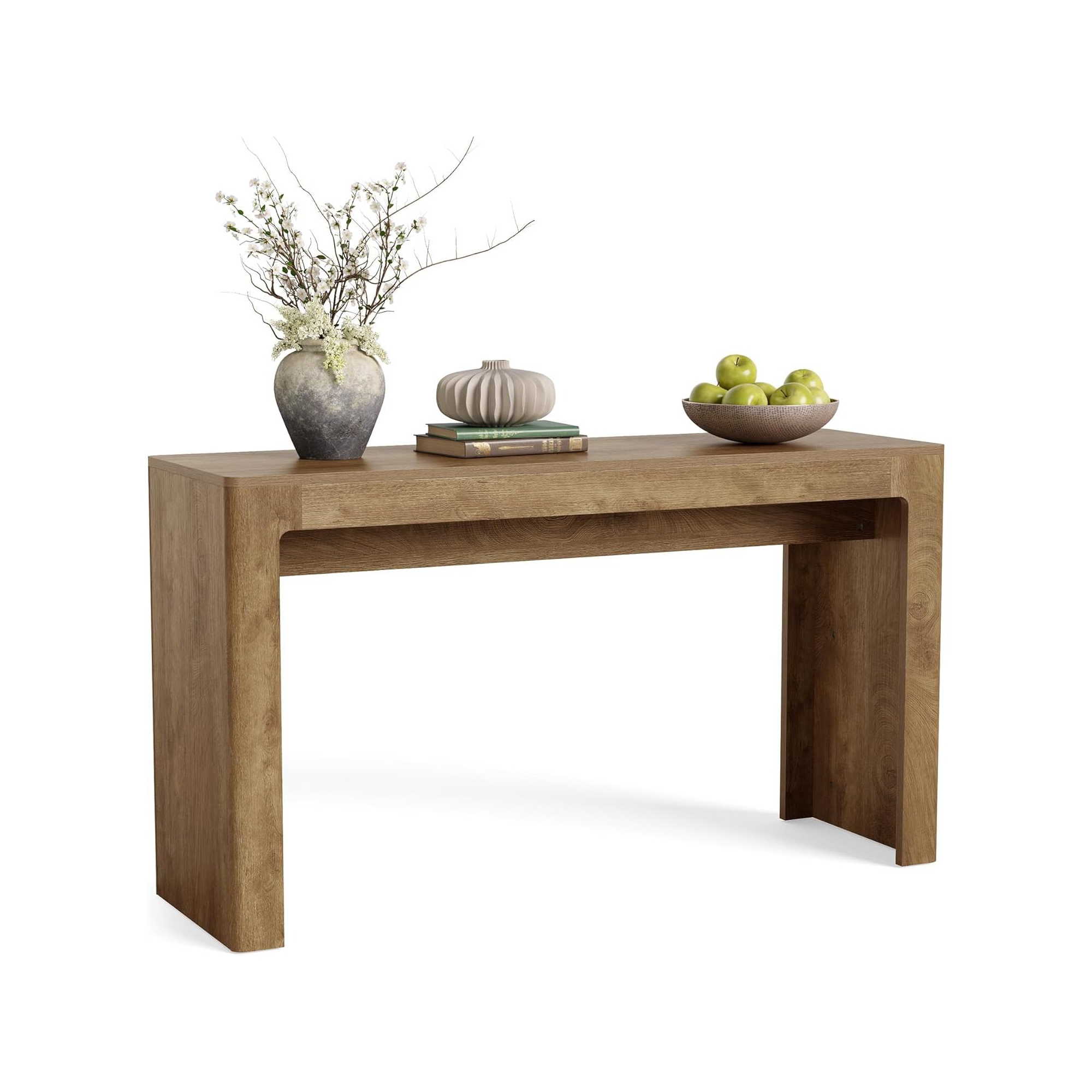 Lantine Wooden 63" Bar Table, Rectangular Counter Height Pub Dining Table for 4-6, Modern Home Bar Unit for Kitchen, Bistro, Balcony