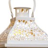 HomeRoots Set of Two Cream Distressed Filigree Metal Tabletop Lantern Candle Holders - 3 of 4