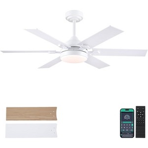 Kviflon 46 Inch Downrod Ceiling Fan with LED Light,5 Reversible Plywood Blades,APP and Remote Control - 1 of 4