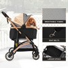 Sandinrayli 3-In-1 Folding Pet Stroller, Dog Cat Traveling Stroller w/ Detachable Carrier, 4 Wheels, Black and Golden - 4 of 4
