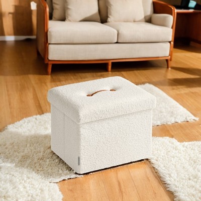 Small Folding Storage Ottoman Foot Rest Stool, 12.2 x 16.1 x 12.2 Inches, Sturdy Ottoman with Hidden Storage, Supports up to 286 lb