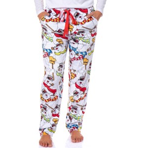 Frosty the Snowman Women's Christmas Tossed Print Sleep Pajama Pants White - 1 of 4