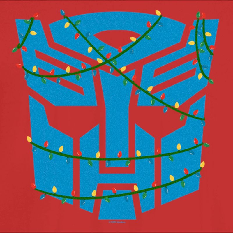 Juniors Womens Transformers Christmas Lights Autobots Logo T-Shirt, 2 of 5