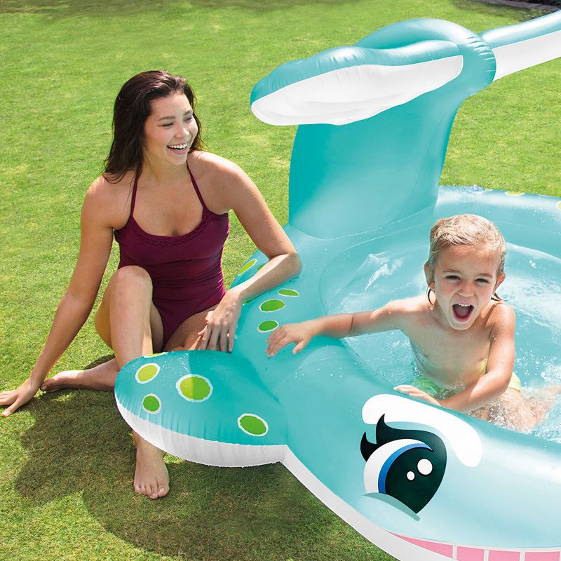 Intex 57440EP 79" x 77" x 36" Inflatable Whale Spray Kiddie Pool for Kids 2+, 5 of 7