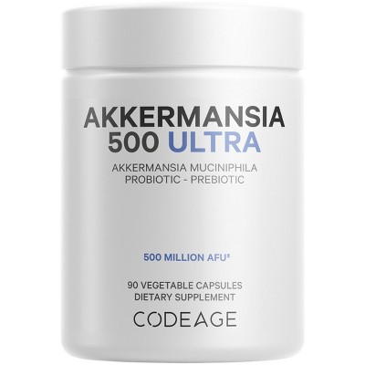 Codeage Akkermansia Ultra 500M AFU, Akkermansia Muciniphila Probiotic & Prebiotic Supplement - 90ct