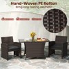 Tangkula 3 Piece Patio Wicker Dining Set 2 Rattan Chairs w/ Rectangle Tempered Glass Dining Table - 4 of 4