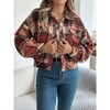 Clearlove Women's Button Down Flannel Plaid Shirt Jacket Oversized Vintage Shacket Long Sleeve Collared Work Casual Shirts Tops - 2 of 4
