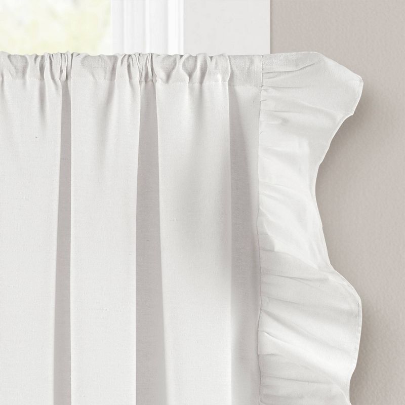 2pk 36&#34;x39&#34; Linen Ruffle Curtain Tiers White - Lush D&#233;cor, 3 of 7