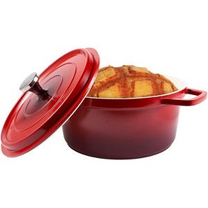SEVOBAL Pots and Pans Lightweight 2.5 Qt Cast Aluminum Pot with Lid, Nonstick Enameled Dutch Oven for Bread Baking, Red, Red, 11.4"*8.5"*6" - 1 of 4
