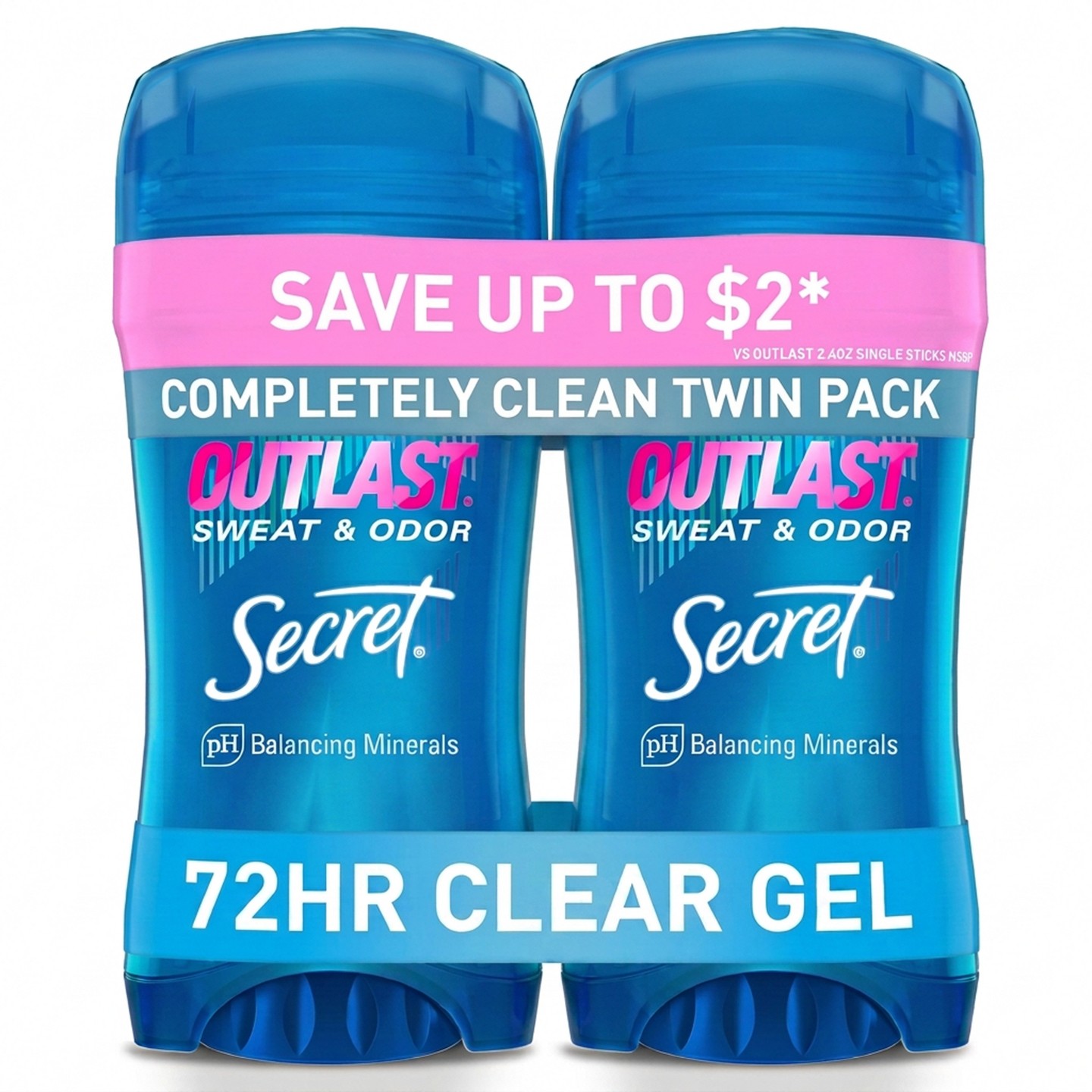Гелевый антиперспирант Secret Outlast Clear Gel, Completely Clean, 2 шт. по 2.6 oz — фото 1