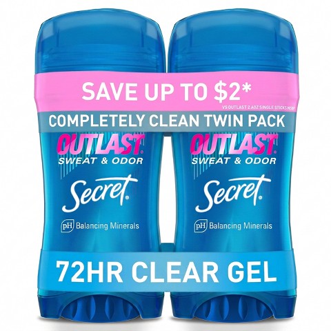Гелевый антиперспирант Secret Outlast Clear Gel, Completely Clean, 2 шт. по 2.6 oz