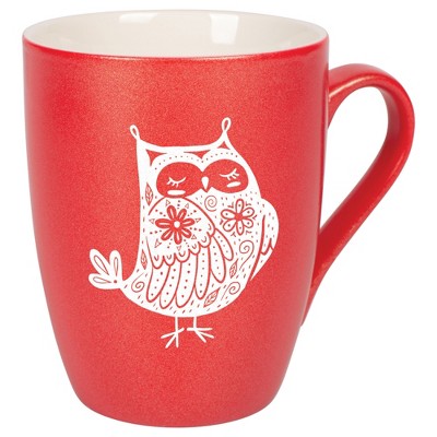 Elanze Designs 10 Ounce Metallic Finish New Bone China Tea Coffee Cup Mug� Crimson Red Garden of Flowers Owl