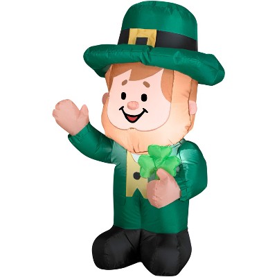 Gemmy Airblown Inflatable Leprechaun, 3.5 ft Tall, Green