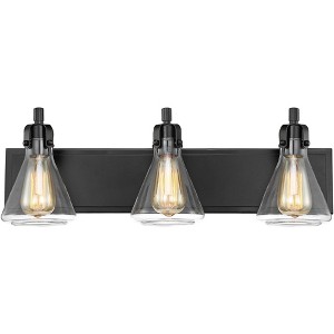 Possini Euro Design Cindy Rustic Vintage Wall Light Bronze Hardwire 24" 3-Light Fixture Clear Glass Shade for Bedroom Bathroom Vanity Living Room - 1 of 4