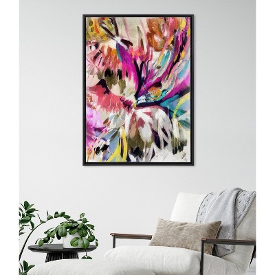 Sylvie Amaze Abstract Colorful Canvas Art in Black Frame, 28" x 38"