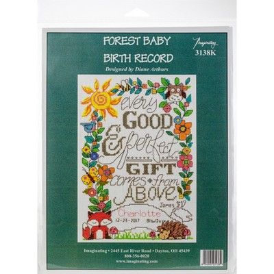 Imaginating Counted Cross Stitch Kit 6"X9"-Forest Baby Birth Record (14 Count)