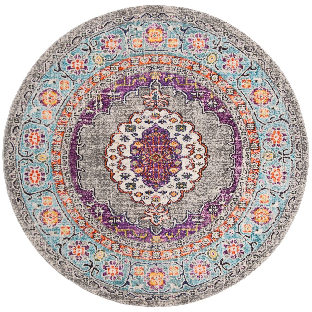 6'7inx6'7in Medallion Loomed Round Area Rug Violet/Light Blue - Safavieh