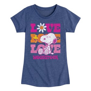 Girls' - Peanuts - Love Woodstock Fitted Short Sleeve Graphic T-Shirt - 1 of 4