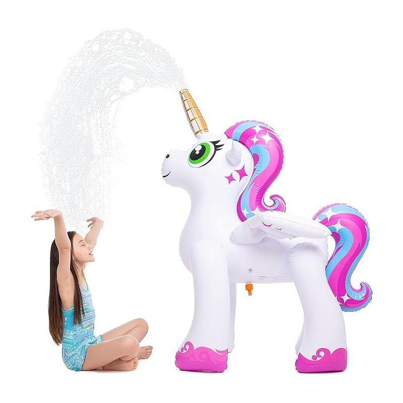 Syncfun 48” Inflatable Yard Sprinkler with Unicorn Design, Inflatable Water Toy for Summer Outdoor Fun, Lawn Sprinkler Toy for Kids, 5 of 6