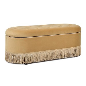 Jennifer Taylor Home Melinda 48.5" Oval Tufted Bullion Fringe Storage Bench - 1 of 4