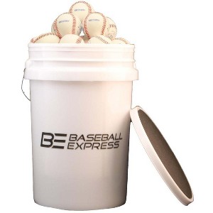 Baseball Express Baseball Bucket With 2 Dozen Official League Leather Baseballs, Padded Seat - 1 of 2