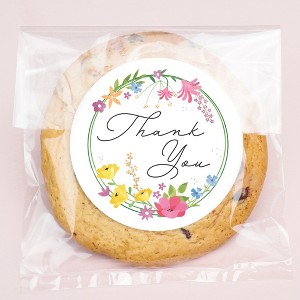 Big Dot of Happiness Wildflowers Thank You Stickers and Clear Cookie Bags, Cellophane Treat Bags 4.25x7 IN for Candy or Baked Goods - 25 Count - 1 of 4