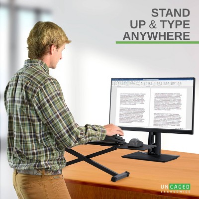 Adjustable Black Metal Ergonomic Keyboard Stand with Mouse Pad