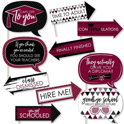 Big Dot of Happiness Funny Maroon Grad - Best is Yet to Come - Burgundy Graduation Party Photo Booth Props Kit - 10 Piece