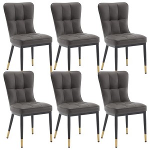 Bekrvio High-Back Faux Leather Dining Chairs Set of 4/6 - Modern Sturdy, Upholstered with Deep Sponge Seat, Metal Legs for Kitchen/Dining/Living Room - 1 of 4