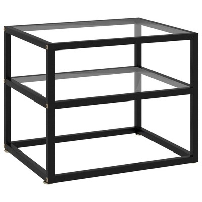vidaXL Console Table Clear, Black Tempered Glass, Powder-Coated Steel