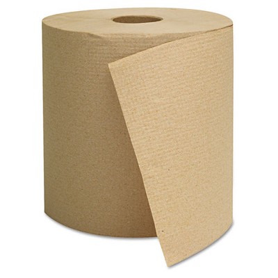 GEN Hardwound Towels, 1-Ply, 800 ft, Brown, 6 Rolls/Carton