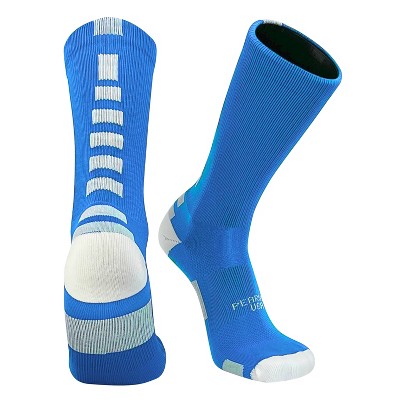 Pearsox Bolt Basketball Football Volleyball Crew Socks - Sky Blue, White