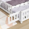 CAVINAS House-Shaped Headboard Floor Bed with Fence for Children, Twin Size Bed Frame, Wood Platform Bed with  Latched Door - 4 of 4