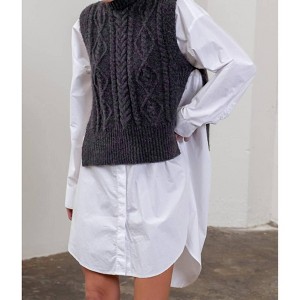 Women's Tuttle Neck Cable Side Vest - MOON RIVER - 1 of 3