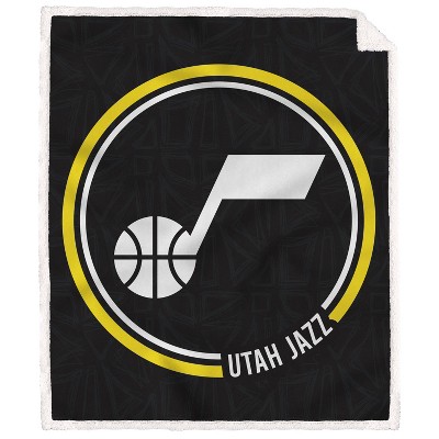NBA Utah Jazz Doodle Circle Flannel Fleece Faux Shearling Blanket