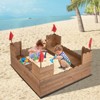 Costway Solid Wood Kids Sandbox w/ 2 Bench Seats, Outdoor Sandpit w/ Storage Box & Flags - 4 of 4