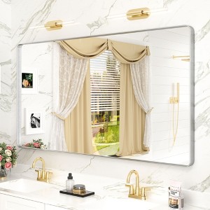 Apmir 55 in. W x 30 in. H Rectangular Aluminum Alloy Framed and Tempered Glass Wall Mirror in Brushed Silver - 1 of 4