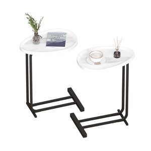 FONTOI 2PCS C-Shaped End Table, Couch Side Table, Slide for Bedroom Living Room, White, 11.81"*23.62"*17.72" - 1 of 4